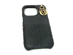 ChristianDior クリスチャンディオール レディディオール カナージュ レザー iPhone14Pro対応 アイフォンケース ブラック系 BS1920