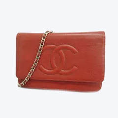 シャネル(Chanel) シャネル 財布・ショルダーウォレット チェーンショルダー キャビアスキン レッド レディース