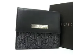 ■新品同様■ GUCCI グッチ  05504 GG柄 GGキャンバス×レザー 二つ折り 財布 ウォレット 小銭入れ 札入れ ブラック系 BN7502