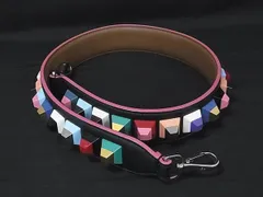 ■美品■ FENDI フェンディ ストラップユー レザー バッグ用 ショルダーストラップ 肩掛け ブラック系×マルチカラー FV7927
