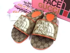 ■新品同様■ GUCCI グッチ679947 ザノースフェイス コラボ GGキャンバス サンダル サイズ 7 (約24cm) 靴 シューズ ブラウン系 BP7960