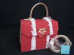 ■新品同様■ Samantha Thavasa サマンサタバサ キャンバス×レザー 2WAY ハンドバッグ ショルダーバッグ レッド系 BR1526