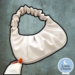 ミニバッグ PUレザー ギャザー 楕円 パステル かわいい 円形 ミニバック ポーチ 肩掛けバック バッグ ホワイト