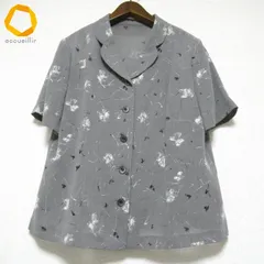 #snc レリアン Leilian シャツ・ブラウス 13+ グレー シースルー 半袖 柄 大きいサイズ レディース [989971]