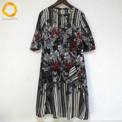 Particular パルティクラール ワンピース 麻 水玉 花柄 七分袖 F