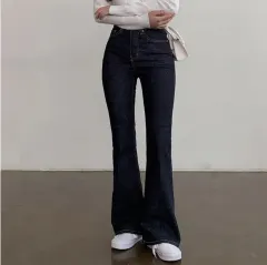 インディゴデニム ブーツカット ジーンズ (丈長め)