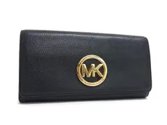 ■美品■ MICHAEL KORS マイケルコース レザー 二つ折り 長財布 ウォレット 小銭入れ 札入れ カード入れ ブラック系 DL8905