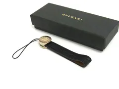BVLGARI ブルガリブルガリ レザー ストラップ キーホルダー チャーム メンズ レディース ブラック系×シルバー系 DL8276