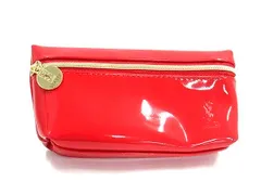 ■極美品■ YVESSAINTLAURENT イヴサンローラン パテントレザー ポーチ マルチケース 小物入れ レディース レッド系 DL8547
