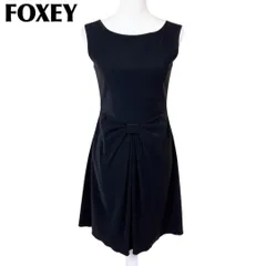 【美品】FOXEYノースリーブワンピース ウエストリボン 40 ブラック