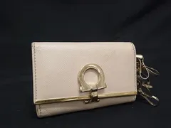 Salvatore Ferragamo フェラガモ ガンチーニ レザー 6連 キーケース 鍵入れ キーリング レディース ベージュ系 DL7190