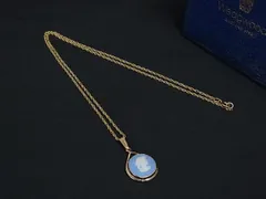 ■美品■ WEDGWOOD ウェッジウッド ジャスパー カメオ ネックレス ペンダント アクセサリー レディース ゴールド系×ブルー系 DL7539