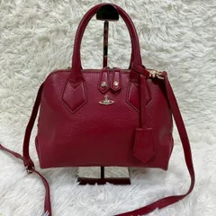 ヴィヴィアンウエストウッド 2way ハンドバッグ ショルダーバッグ ストラップ取り外し可 オーブチャーム キーホルダー付き 赤 ★お値段交渉を受け付けます。【B0046】