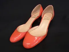 Christian Louboutin クリスチャンルブタン パテントレザー ヒール パンプス サイズ37 (約24cm) 靴 シューズ オレンジ系 DL6621