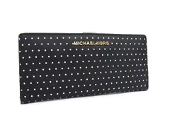■美品■ MICHAEL KORS マイケルコース PVC ドット柄 水玉模様 二つ折り 長財布 ウォレット 札入れ ブラック系×ホワイト系 DL6229