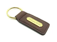 ■美品■ COACH コーチ レザー キーホルダー キーリング バッグチャーム レディース メンズ ブラウン系×ゴールド系 DL7044