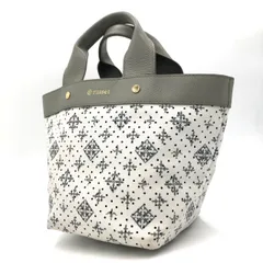 ラシット トートバッグ ハンドバッグ パンチング レザー ホワイト グレー