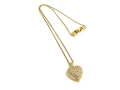 ■美品■ NINA RICCI ニナリッチ ラインストーン ハート ネックレス ペンダント アクセサリー レディース ゴールド系 DL4672