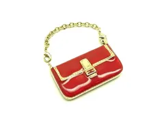FENDI フェンディ バッグモチーフ バッグチャーム キーホルダー レディース レッド系×ゴールド系 DL2177