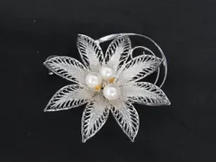 本真珠 アコヤ真珠 パール 約6mm ピンブローチ ピンバッジ アクセサリー レディース シルバー系 DL4040