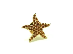 ■美品■ SWAROVSKI スワロフスキー ラインストーン ピンブローチ ピンバッジ アクセサリー ゴールド系×オレンジ系 DL2051