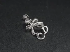 ■美品■ ChristianDior クリスチャンディオール リボン 片耳のみ クリップ式 イヤリング アクセサリー シルバー系 DL2082