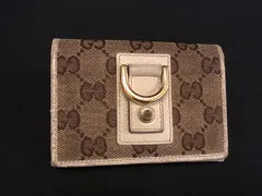 GUCCI グッチ 141417 アビー GG柄 GGキャンバス×レザー カードケース カード入れ 名刺入れ パスケース 定期入れ ブラウン系 DL0837