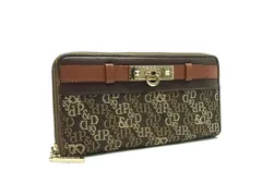 PINKY & DIANNE  ピンキーアンドダイアン キャンバス×レザー ラウンドファスナー 長財布 ウォレット ブラウン系 DK9743