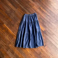 00s isoLaine Japanese Natural Label Tiered Denim Skirt / Cottagecore Folk Style Cotton Free Size