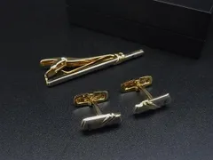 ■美品■ YVESSAINTLAURENT イヴサンローラン ネクタイピン カフスボタン カフリンクス アクセサリー 2点セット シルバー系 DK9665