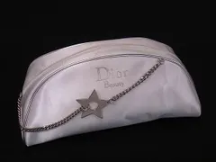 ChristianDior クリスチャンディオール Beauty ナイロン ポーチ メイクポーチ 小物入れ マルチケース ホワイト系×シルバー系 DL0763