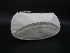 ChristianDior クリスチャンディオール ナイロン×パテントレザー メイクポーチ マルチケース 小物入れ オフホワイト系 DK9685