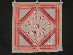 ChristianDior クリスチャンディオール フラワー 花柄 スカーフ ストール ショール レディース グレー系×ピンク系 DK8390