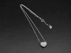 ■美品■ SWAROVSKI スワロフスキー ラインストーン ハート ネックレス ペンダント アクセサリー レディース シルバー系 DK9571