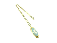 WEDGWOOD ウェッジウッド ジャスパー ネックレス ペンダント アクセサリー レディース ライトブルー系×ゴールド系 DK9615