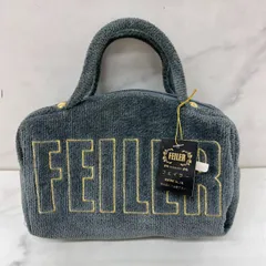 FEILER フェイラー バッグ ポーチ レディース ロゴ刺繡 グレー×ゴールド