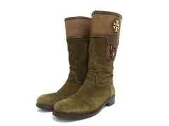 TORY BURCH トリーバーチ スエード×レザー ブーツ サイズ 7M(約24cm) 靴 シューズ レディース ブラウン系 DK1366