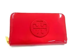 ■美品■TORY BURCH トリーバーチ パテントレザー ラウンドファスナー 長財布 ウォレット 小銭入れ 札入れ カード入れ ピンク系 DK6963