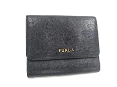 ■美品■ FURLA フルラ レザー 三つ折り 財布 ウォレット 小銭入れ 札入れ カード入れ レディース メンズ ブラック系 DK6979