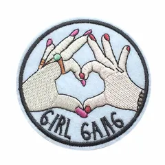 ワッペン 刺繍 アイロン接着 縦8.4cm×横8.4cm ハート GIRL アイロンワッペン ワッペンデコ ワッペンカスタム オシャレ 可愛い 入園 入学 わっぺん アップリケ あっぷりけ wappen