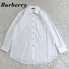 Burberry LONDON M 長袖ドレスシャツ ホワイト 無地 ロゴ刺繍