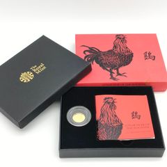 The Royal Mint ゴールドコイン 盛肖 酉年 鶏 コイン 金貨 純金コイン ゴールド  2017 3.13g 1/10オンス金貨 エリザベス 貨幣