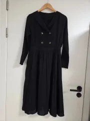 プリーツ ロング丈ワンピース ブラック ONE PIECE