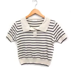 インヴォルブ INOLVE ボーダー柄 ニット ポロシャツ 半袖 F ライトベージュ /FT11