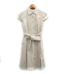 クイーンズコート QUEENS COURT ワンピース 半袖 ロング リボン コットン シンプル 1 ベージュ /KT9