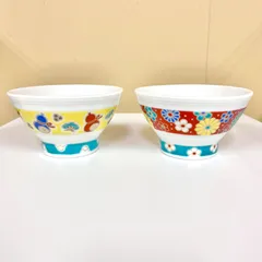 【九谷焼】色絵 千段飯椀 『六瓢』&『梅菊』（2個セット）