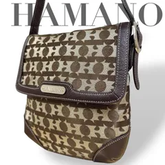 ☆★HAMANO   ハマノ　傳濱野  濱野皮革工藝★   ショルダーバッグ　斜め掛け　総柄　ロゴ　ブラウン　シルバー金具　★ #2146