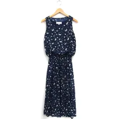 ロペピクニック ROPE Picnic 花柄 ワンピース ロング丈 ノースリーブ フレア 38 ネイビー 紺 /FT1