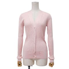 美品 クルチアーニ ウールカーディガン ピンク 40 薄手カーデ イタリア製 □美品□CRUCIANI クルチアーニ カーディガン サイズ40 リブニット V