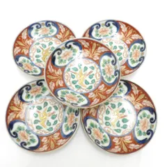 骨董・民芸品 萬暦年製 色絵金彩小皿 5枚組 銘々皿  染錦 鶴